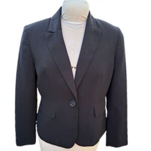 Kasper Classic Black One Button Blazer Sz. 8P Lined Pockets Professional Office